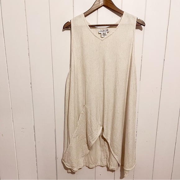lady monica Tops - Lady Monica Beige Linen Blend Sleeveless Tunic Top. Size XL.